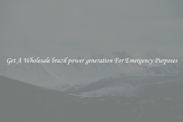 Get A Wholesale brazil power generation For Emergency Purposes