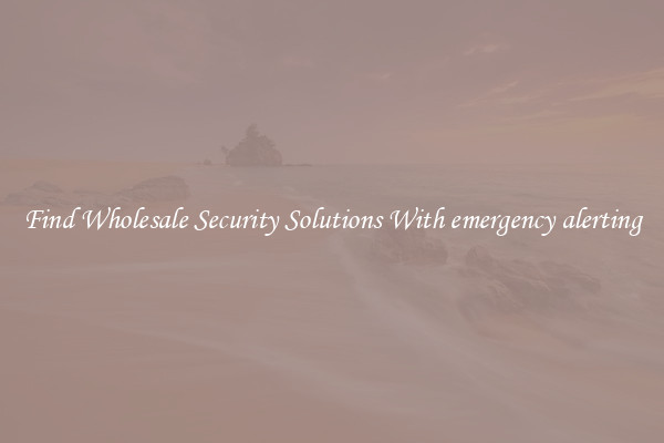 Find Wholesale Security Solutions With emergency alerting